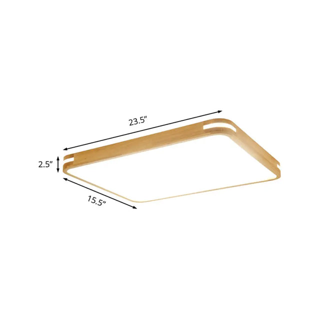 Contemporary Wood Led Flush Mount Lamp (23.5/31.5/37.5) - White/Warm/Natural Light Acrylic Diffuser