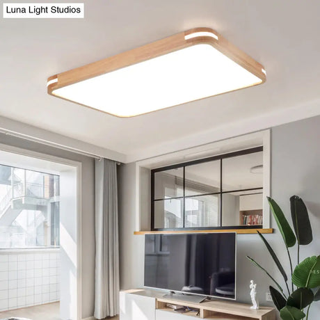 Contemporary Wood Led Flush Mount Lamp (23.5’/31.5’/37.5’) - White/Warm/Natural Light Acrylic