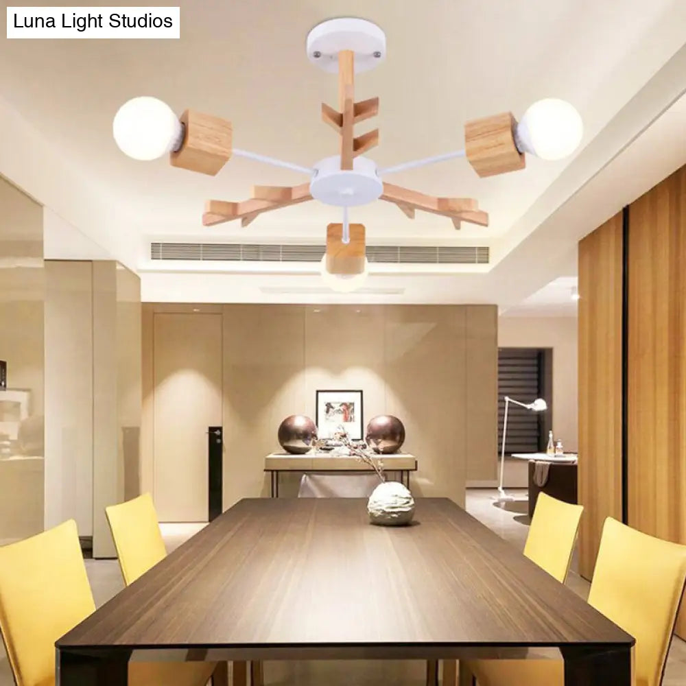 Contemporary Wood Branch Chandelier Pendant Light - Stylish Living Room Hanging 3 /