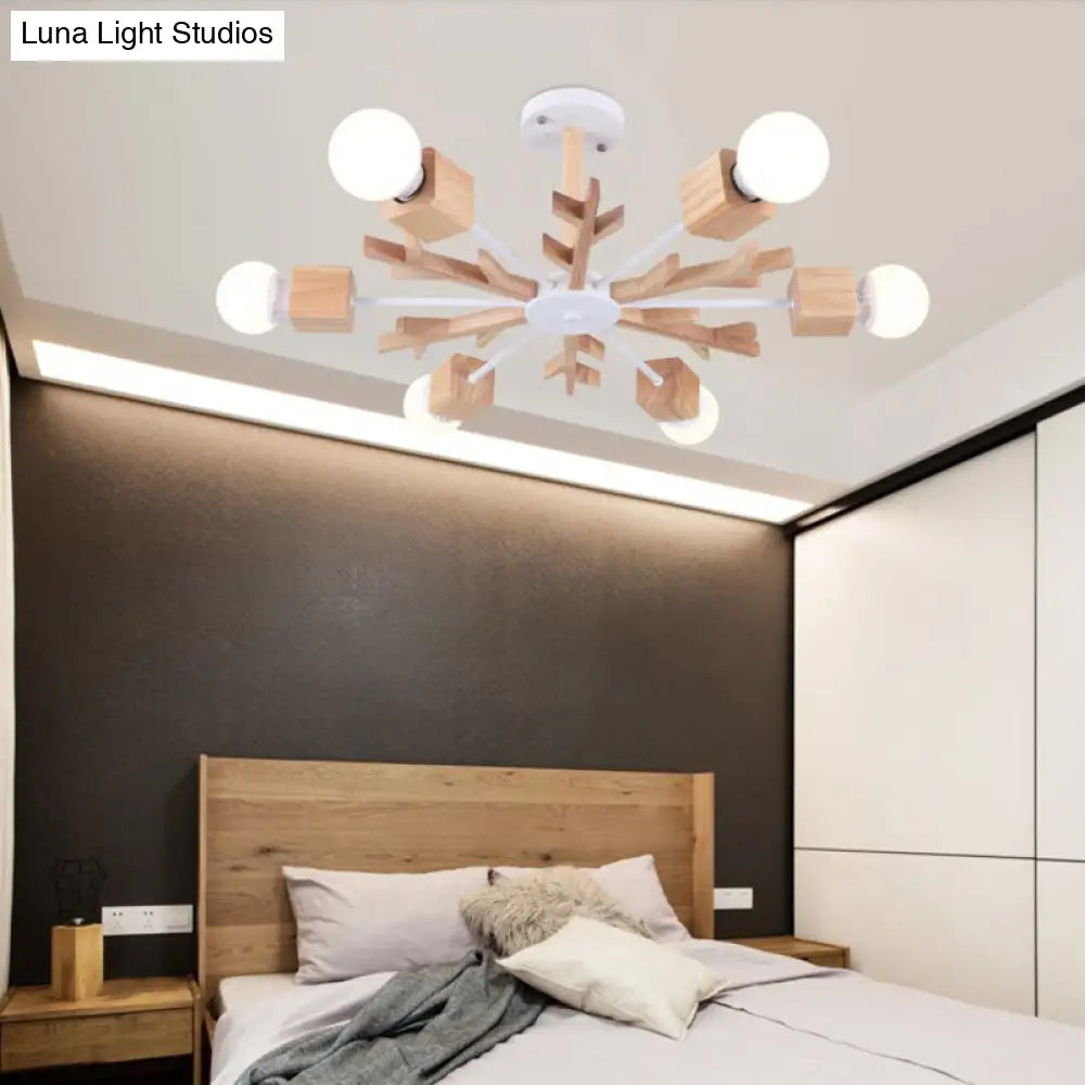 Contemporary Wood Branch Chandelier Pendant Light - Stylish Living Room Hanging 6 /