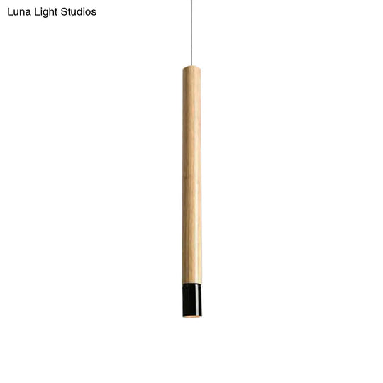 Contemporary Wooden Flute Pendant Lighting In Black/White: 1-Light Ceiling Fixture