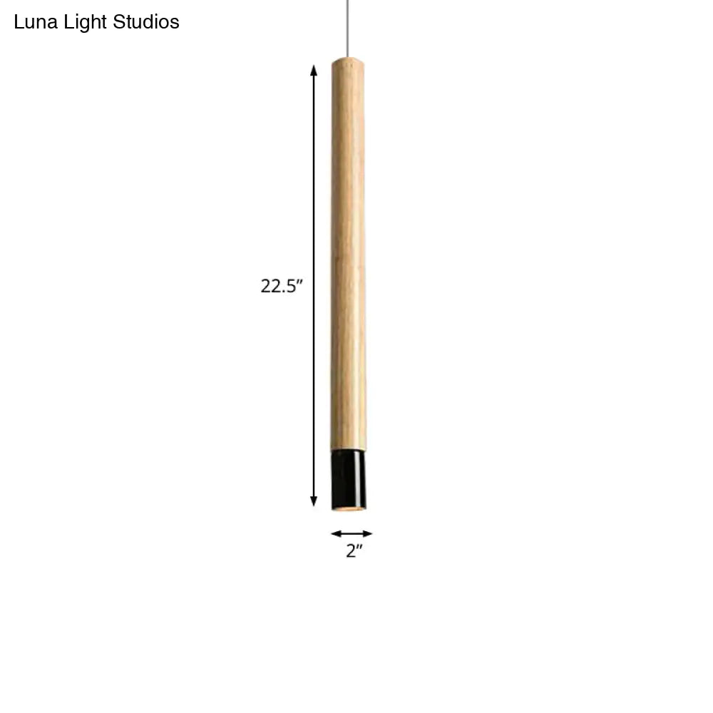 Contemporary Wooden Flute Pendant Lighting In Black/White: 1-Light Ceiling Fixture