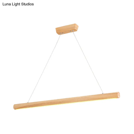 Contemporary Wooden Led Pendant Light - 1-Light Dining Room Fixture In Warm/White