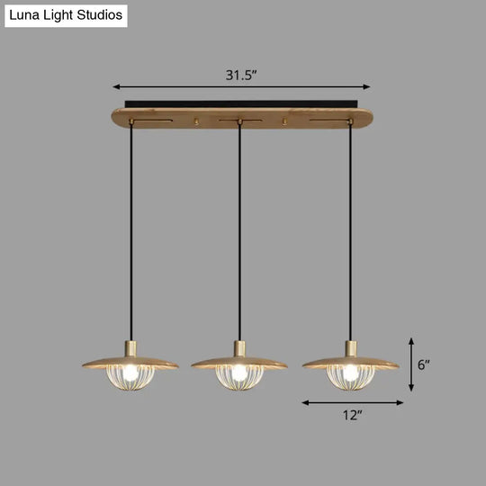 Contemporary Wooden Pendant Light With Cage Bottom - 1-Light Hanging Ceiling Fixture 3 / Wood