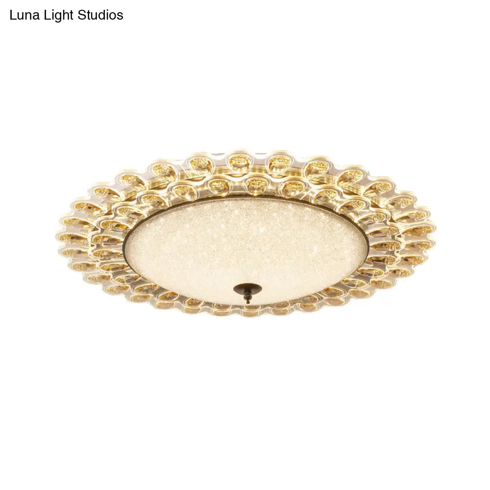 Contemporary Yellow Crystal Flushmount Led Ceiling Light For Drawing Room - 16’/23.5’ Wide