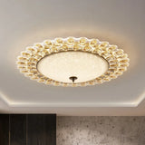 Contemporary Yellow Crystal Flushmount Led Ceiling Light For Drawing Room - 16’/23.5’ Wide / 23.5’