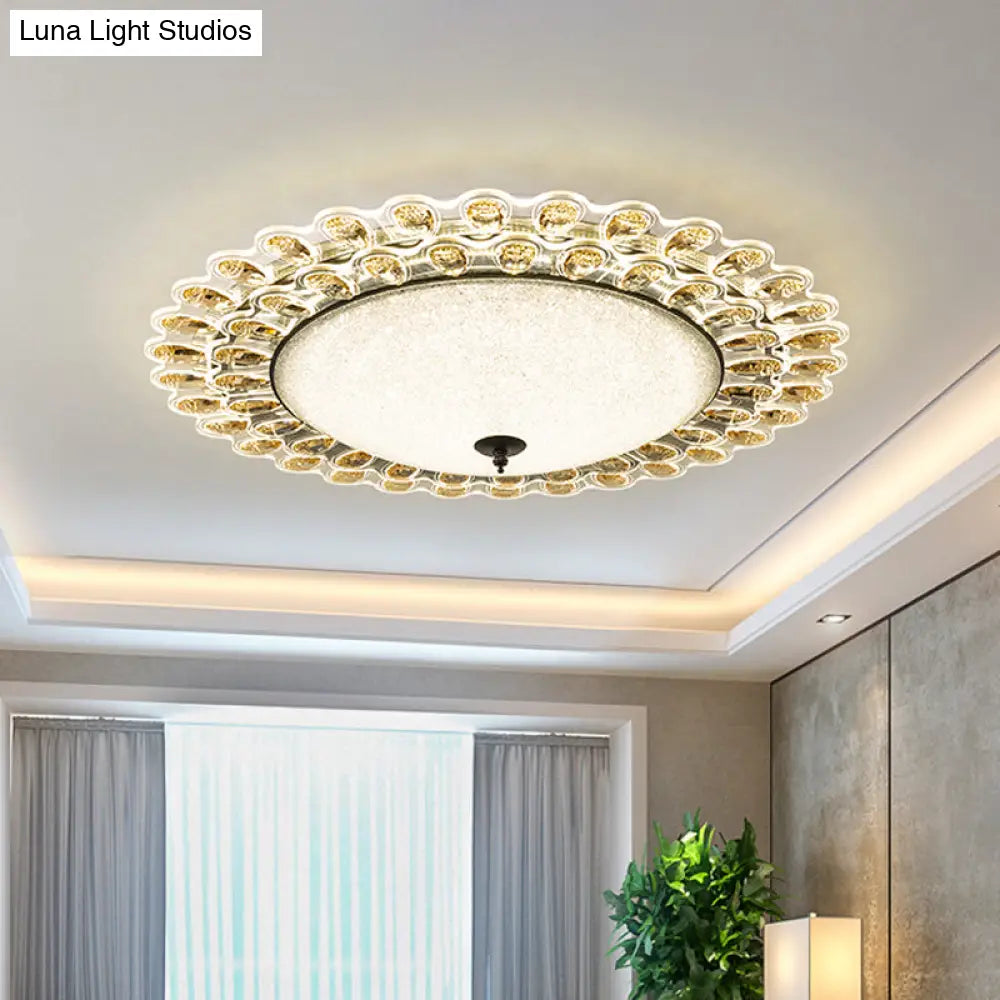 Contemporary Yellow Crystal Flushmount Led Ceiling Light For Drawing Room - 16’/23.5’ Wide