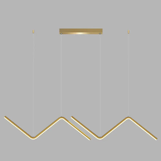 Contemporary Zigzag Pendant Led Light Fixture With Metal Suspension Gold / White
