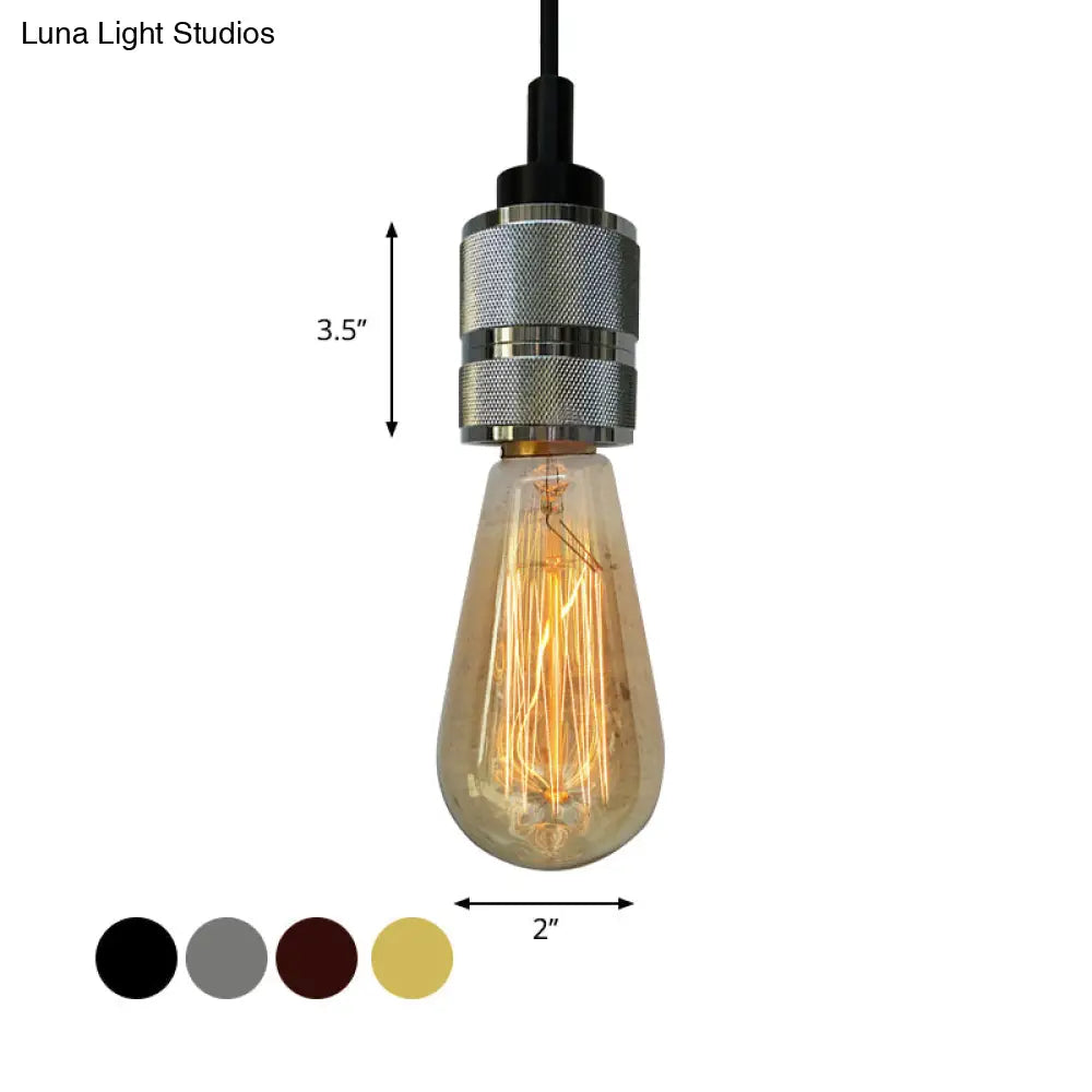 Copper/Black Industrial Pendant Light With Adjustable Cord And Exposed Bulb - Perfect For