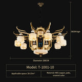 Copper Chandelier with Marble 20+ Lights Remote Control 10 Heads D100CM / Three colours chandelier