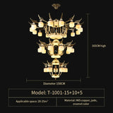 Copper Chandelier with Marble 20+ Lights Remote Control 30 Heads D150CM / Three colours chandelier