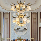 Copper Chandelier with Marble 20+ Lights Remote Control chandelier