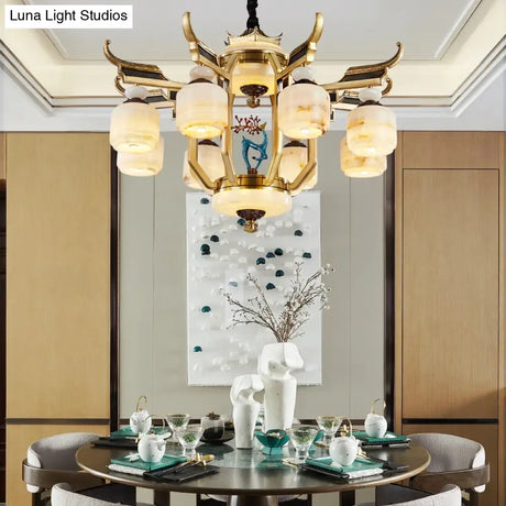 Copper Chandelier with Marble 20+ Lights Remote Control chandelier