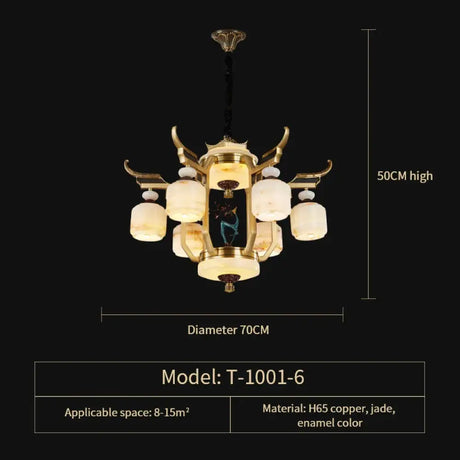 Copper Chandelier with Marble 20+ Lights Remote Control 6 Heads D70CM / Three colours chandelier