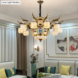 Copper Chandelier with Marble 20+ Lights Remote Control chandelier