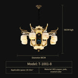 Copper Chandelier with Marble 20+ Lights Remote Control 8 Heads D80CM / Three colours chandelier