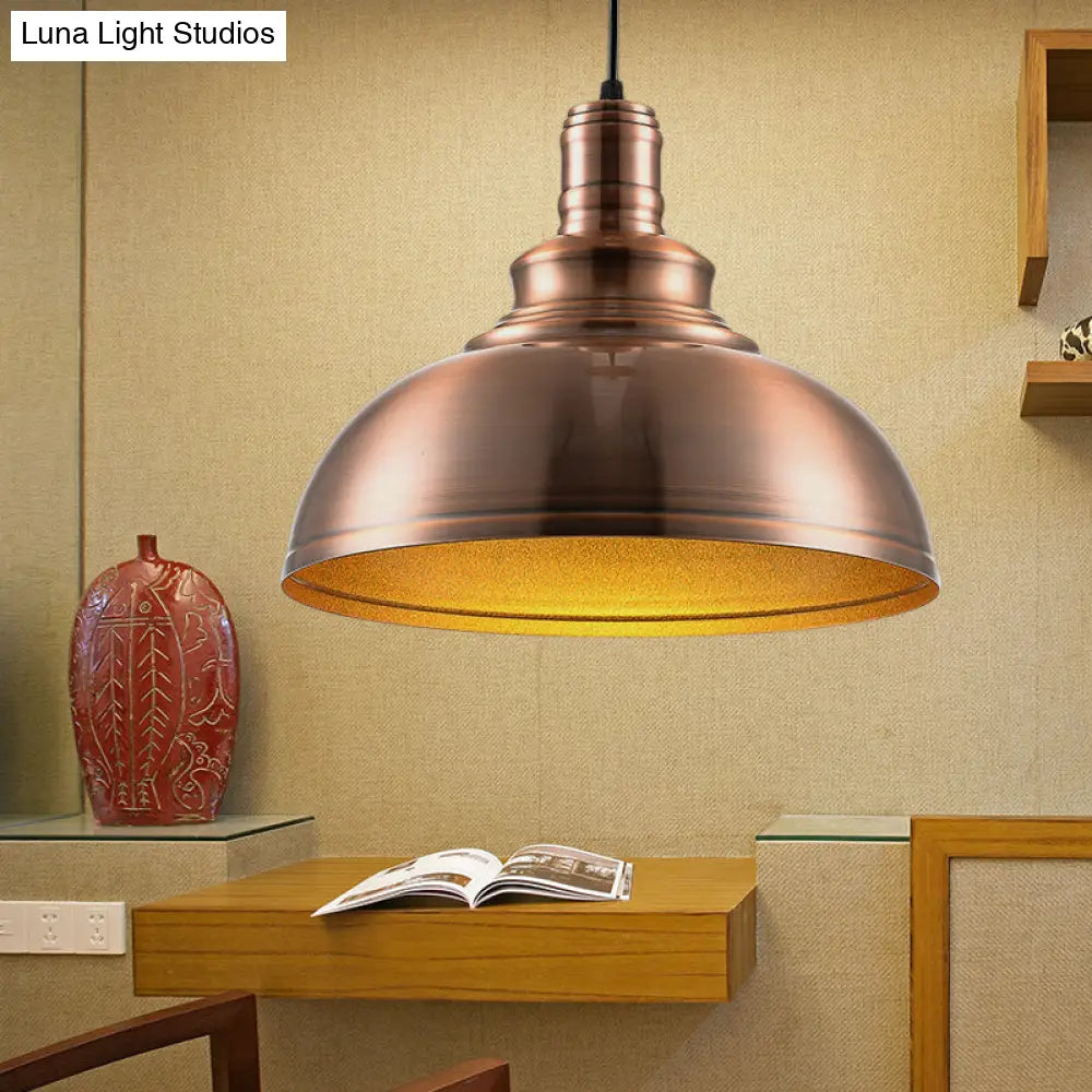 Copper Finish Industrial Style Hanging Pendant Light With Adjustable Cord For Bedroom