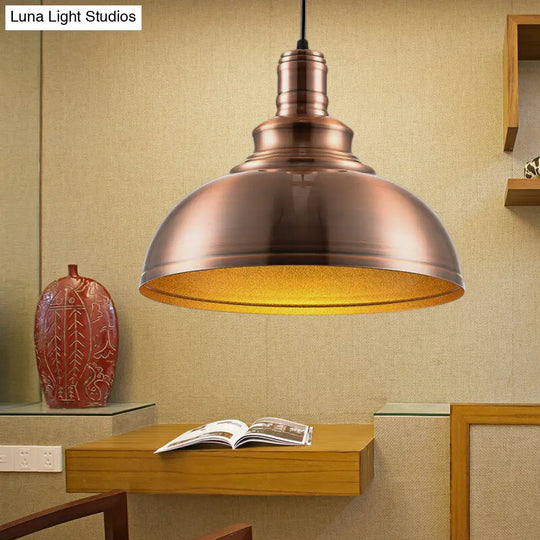 Copper Finish Industrial Style Hanging Pendant Light With Adjustable Cord For Bedroom