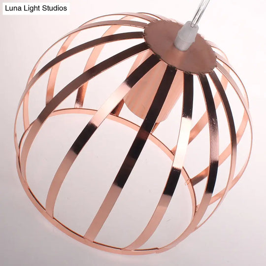 Copper Industrial Pendant Lamp With 3 Metal Dome Shades And Wire Cage - Perfect For Living Room