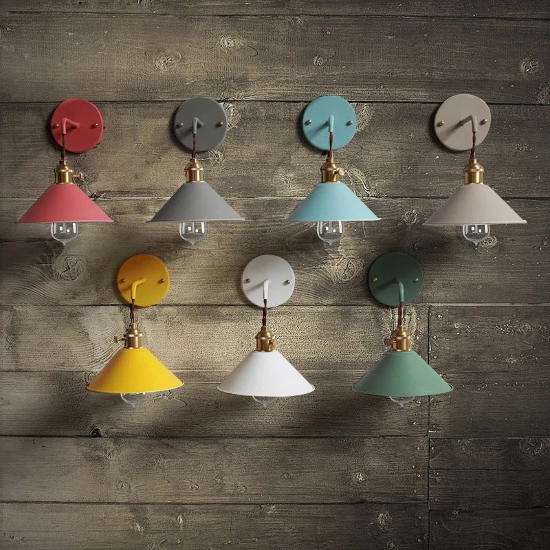 Copper Wall Lamp Nordic Macaron Color Childrens Room Bedside Creative Personality Lamps