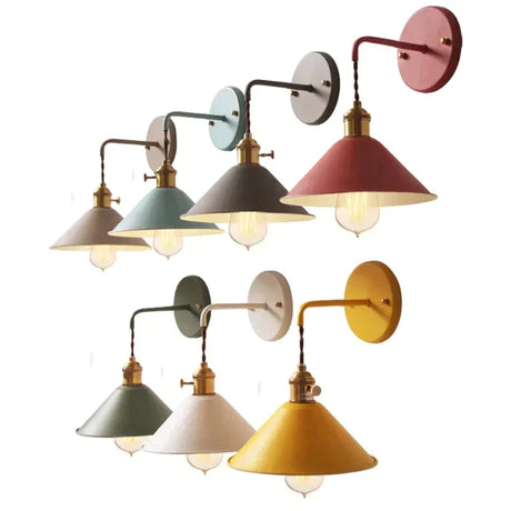Copper Wall Lamp Nordic Macaron Color Childrens Room Bedside Creative Personality Lamps