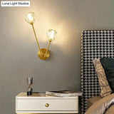 Copper Wall Lamp Simple Modern Tv Background Glass Bedroom Headlamp Room Staircase Creative Lamps
