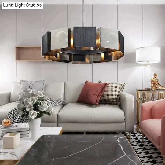 Cora Postmodern Luxury Black Metal Iron art Round Chandelier