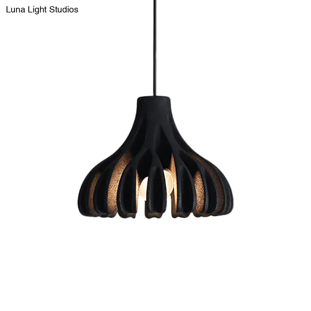 Coral-Shape Pendant Lighting: Macaron Resin Dining Room Lamp (1 Light) In White Black And Yellow