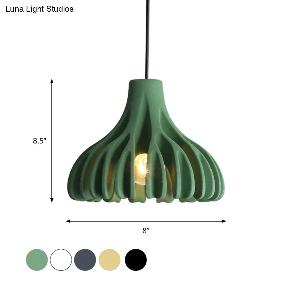 Coral-Shape Pendant Lighting: Macaron Resin Dining Room Lamp (1 Light) In White Black And Yellow
