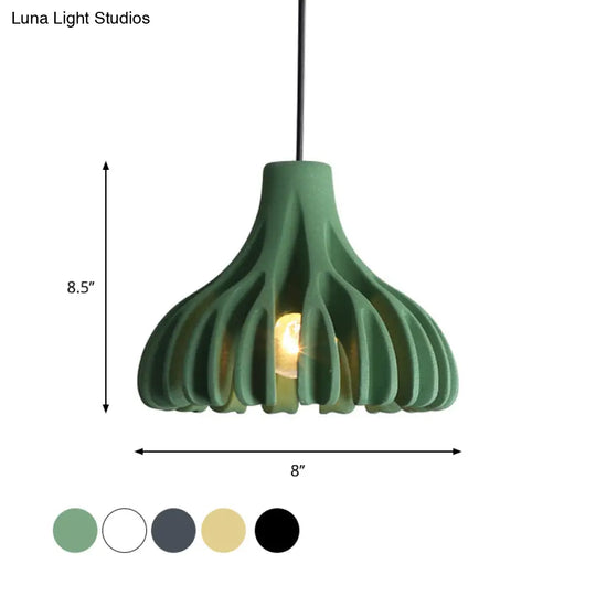 Coral-Shape Pendant Lighting: Macaron Resin Dining Room Lamp (1 Light) In White Black And Yellow