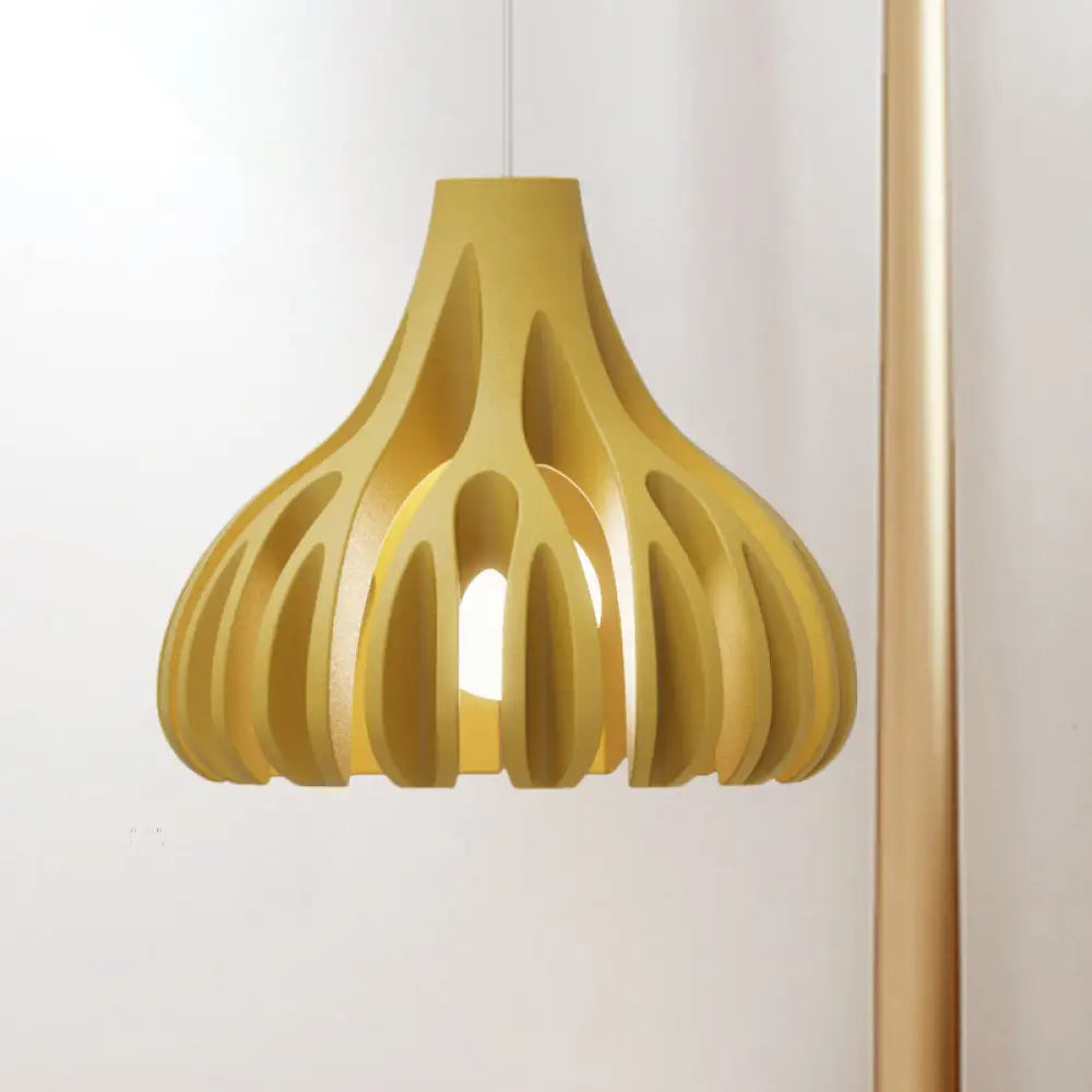 Coral-Shape Pendant Lighting: Macaron Resin Dining Room Lamp (1 Light) In White Black And Yellow