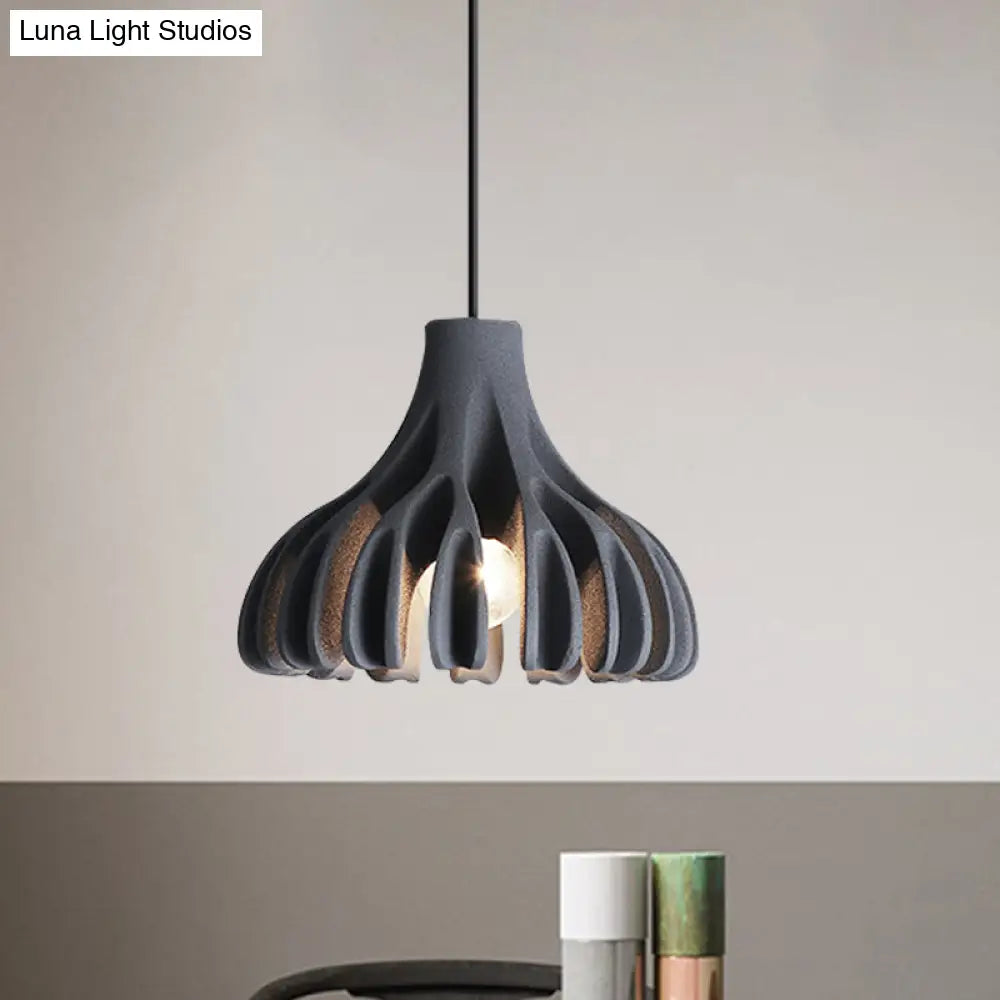 Coral-Shape Pendant Lighting: Macaron Resin Dining Room Lamp (1 Light) In White Black And Yellow