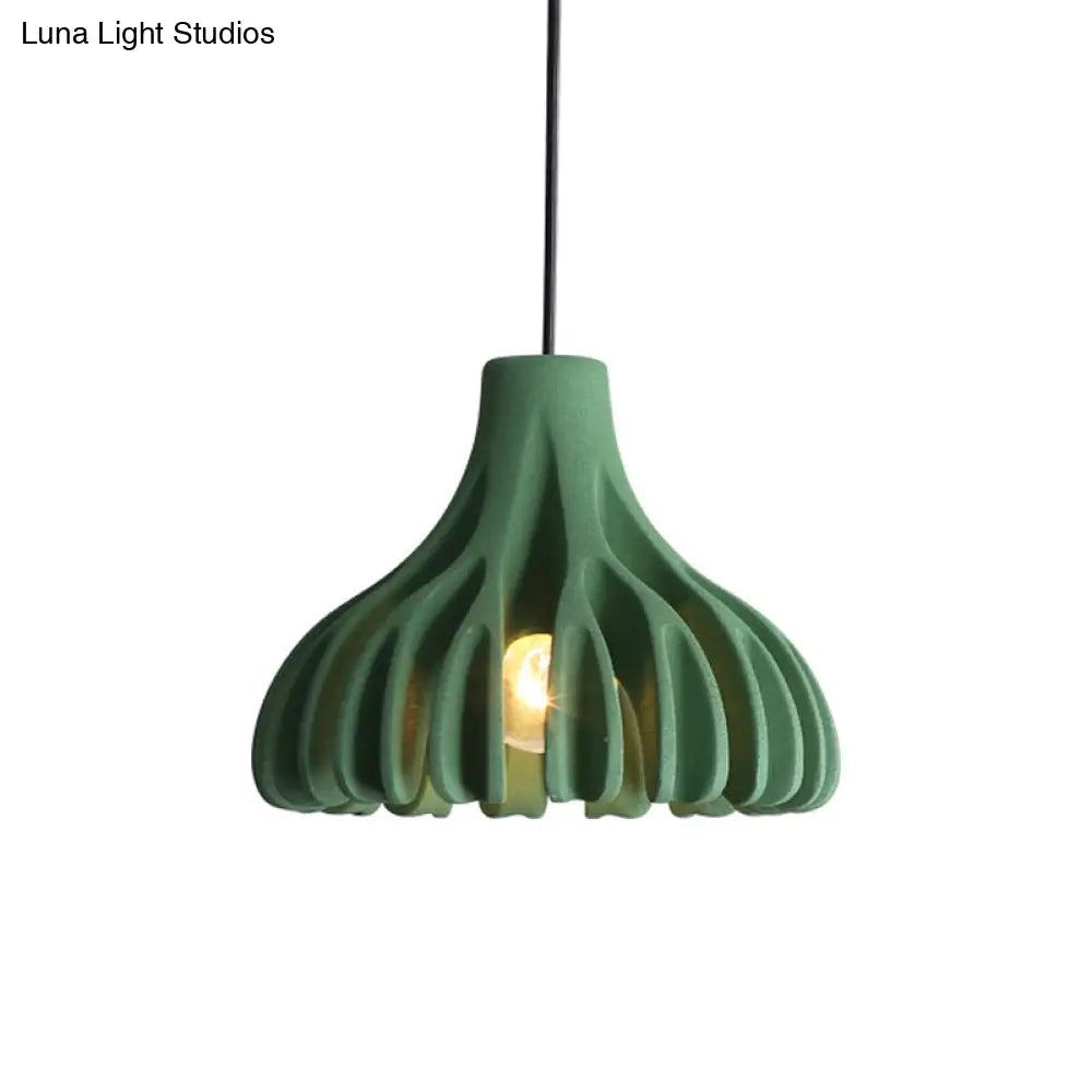 Coral-Shape Pendant Lighting: Macaron Resin Dining Room Lamp (1 Light) In White Black And Yellow