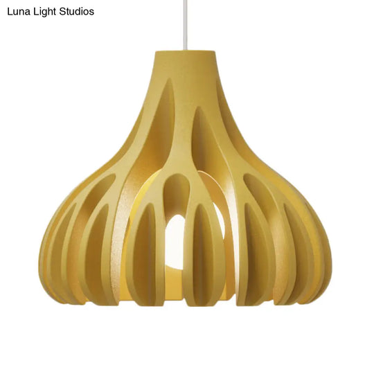Coral-Shape Pendant Lighting: Macaron Resin Dining Room Lamp (1 Light) In White Black And Yellow