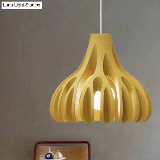 Coral-Shape Pendant Lighting: Macaron Resin Dining Room Lamp (1 Light) In White Black And Yellow