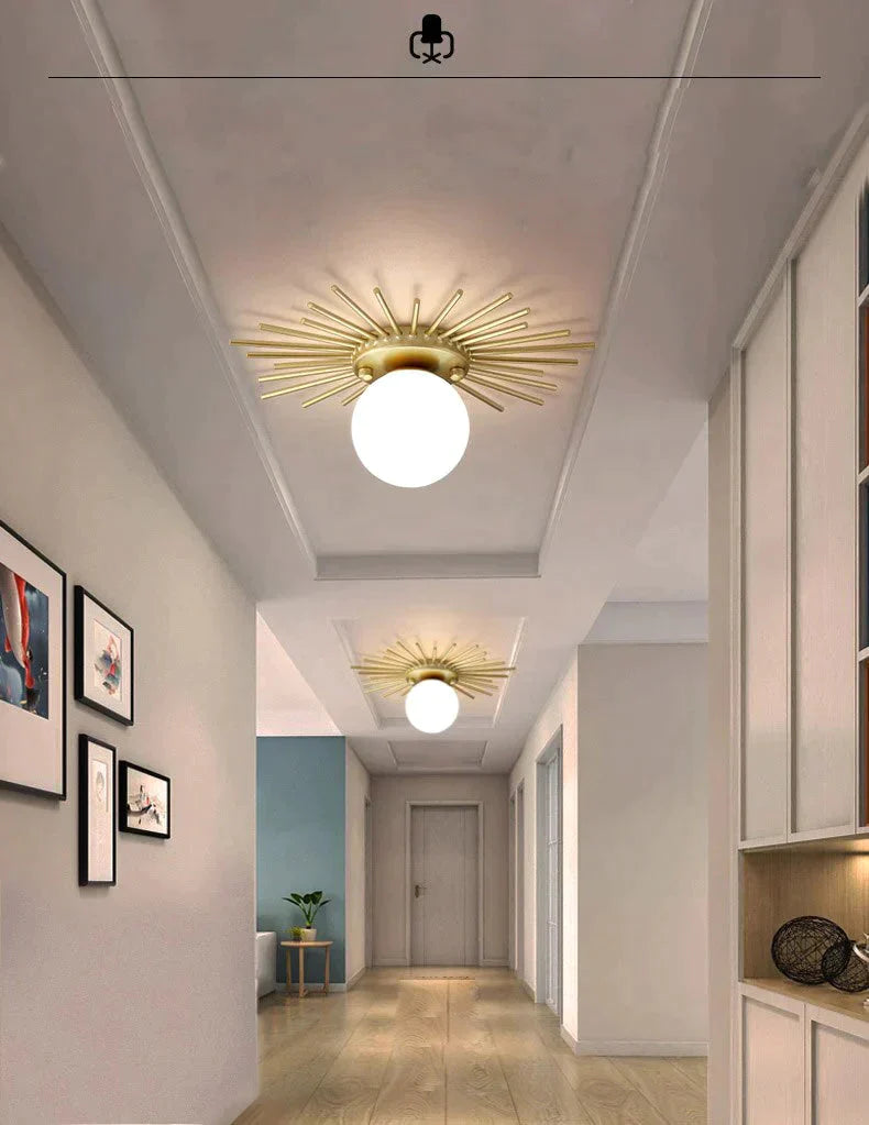 Corridor Lights Aisle Creative Nordic Minimalist Modern Balcony All Copper Crystal Ceiling Home Porc