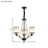 Country Living Room Black Drum Crystal Pendant Chandelier Light Fixture