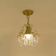 Country Style Gold Pendant Light With Crystal Accent For Corridors / C