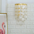 Country Style Gold Shell Wall Lamp With Circle Strands - 1 Head Bedroom Sconce Light