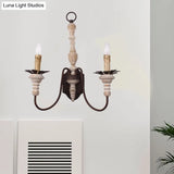 Country Style Rust Metal Wall Light Fixture With Curved Arms - 2 Bulb Indoor Candle Lamp