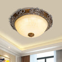 Countryside Bowl Led Flush Mount Light For Bedroom - Tan Glass In Brown (14’/16’/19.5’ W) / 14’