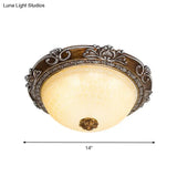 Countryside Bowl Led Flush Mount Light For Bedroom - Tan Glass In Brown (14’/16’/19.5’ W)