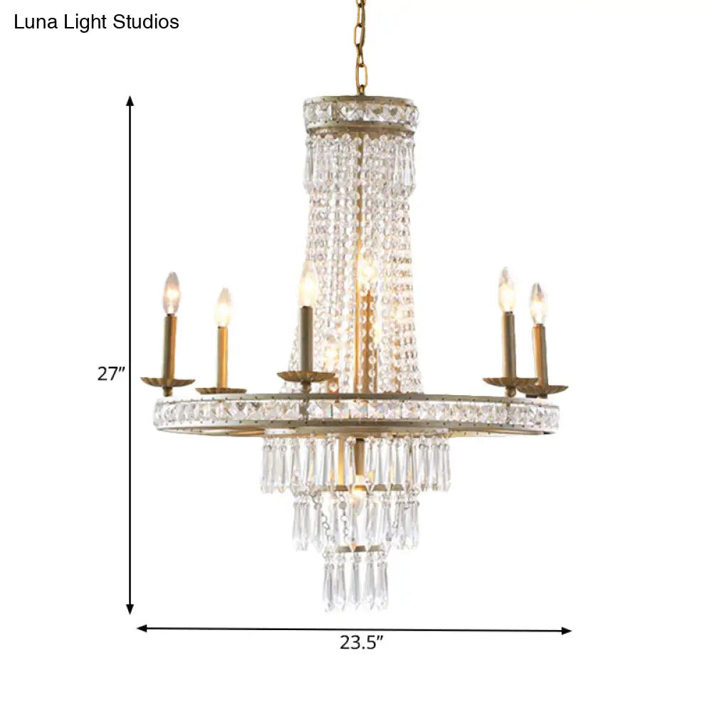 Countryside Crystal Tiered Chandelier - Silver 8/10 Lights Suspension Lamp For Living Room