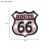 Countryside Distressed White Led Night Light With Iron Road Signboard Wall Lamp