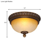 Countryside Lattice Glass Flush Mount Lamp With 2 Bulbs - Coffee Finish | Perfect For Child’s