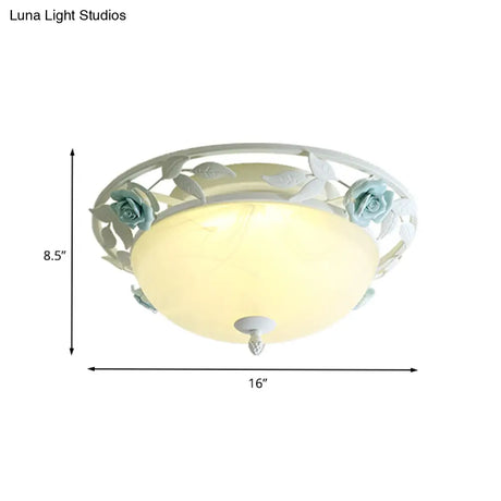Countryside Metal Led White Flush Mount Light Fixture - 16’/19.5’ Width Dome Ceiling Lighting