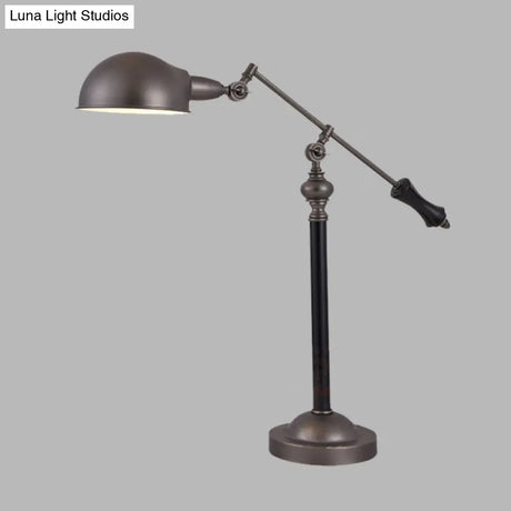 Countryside Swing Arm Reading Lamp - Black Metal 1 Head Dome Shade