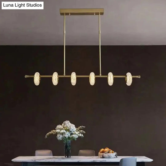Crackled Crystal Glass Rings Pendant Chandelier With Postmodern Brass Finish - Perfect For A Diner