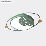 Creative Acrylic Led Flushmount Lighting: Gray/Green/White Ceiling Light With Star Pattern