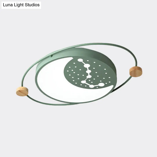 Creative Acrylic Led Flushmount Lighting: Gray/Green/White Ceiling Light With Star Pattern